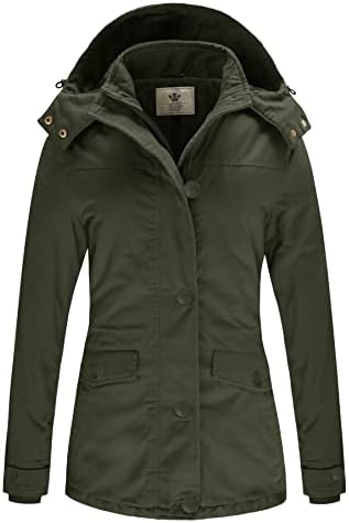 WenVen Women’s Winter Warm Thicken Military Parka Jacket with Removable Hood