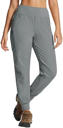 BALEAF Hiking Pants for Women, High Waisted Water Resistant Joggers with Zipper Pockets, Lightweight Quick Dry Outdoor