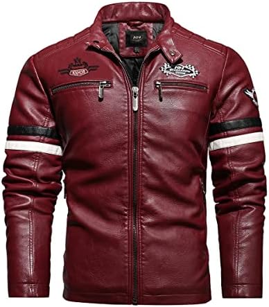 YXYSZZ Men’s Faux Leather Jacket Windbreaker, Motorcycle Biker Coat