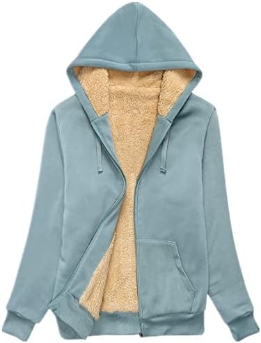 SCODI Women’s Zip Up Hoodies Casual Winter Warm Sherpa Lined Sweatshirt Thick Fleece Jacket Coat