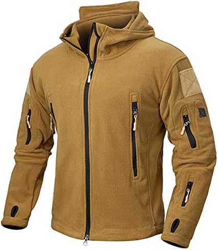 NAVEKULL Men’s Tactical Hoodie Fleece Jacket Winter Warm Full-Zip Military Army Outdoor Hiking Coat with 7 Zip-pockets