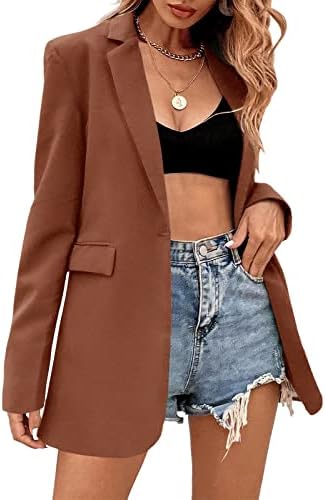 Febriajuce Women’s Casual Long Sleeve Lapel Oversized Button Work Office Blazer Suit Jacket