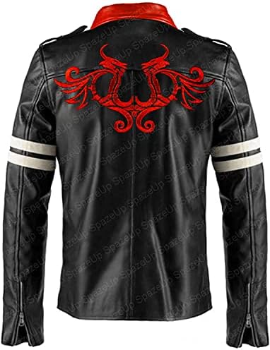 Alex Mercer Black Mens Leather Jacket – Dragon Patch Halloween Gaming Jacket for Mens – Valentines Day Gifts for Him