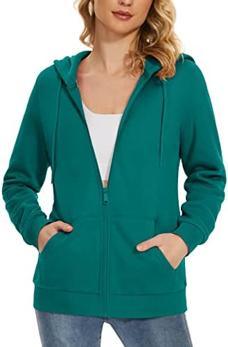 MAGCOMSEN Women’s Fleece Lined Zip Up Hoodies Casual Hooded Jacket Workout Full Zip Sweatshirts w Pockets