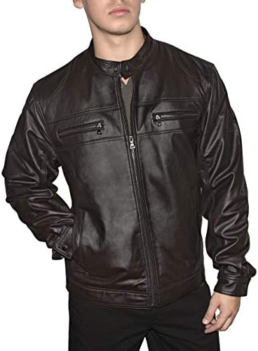Victory Outfitters Men’s Genuine Leather Multi Pocket Racing Jacket