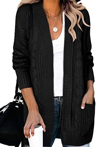 Dokotoo Womens 2023 Fashion Open Front Long Sleeve Cardigans Sweaters Coats with Pockets