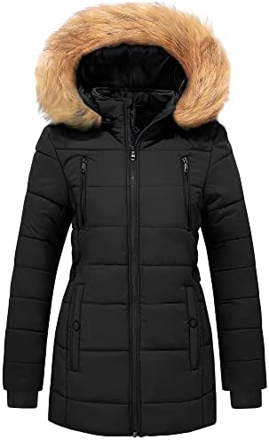 FARVALUE Womens Water Resistant Winter Coat Thicken Puffer Jacket Warm Quilted Parka Padded Windbreaker with Removable Hood