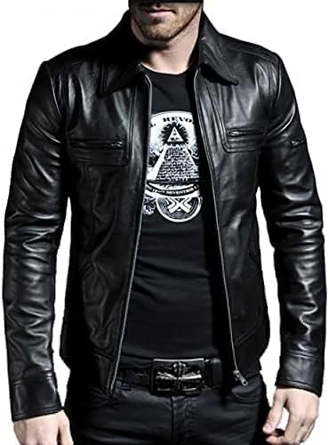 Mens Black Leather Jacket 100% Original Lambskin Casual Leather Jacket For Men