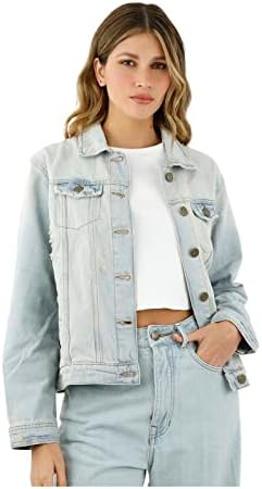 TNS Women’s Demin Jacket | Long Sleeve Button Jean Jacket | Women’s Trucker Jacket | Classic Jean Jackets for Women