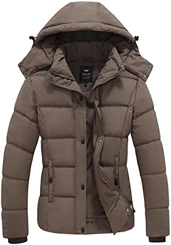 GGleaf Women’s Winter Coats Quilted Puffer Jacket Warm Snow Coat with Removable Hood
