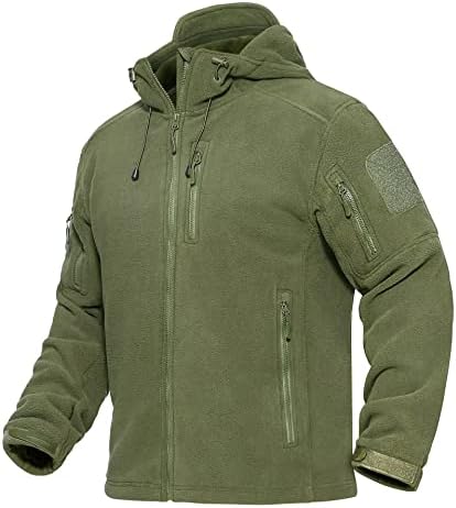 MAGCOMSEN Men’s Fleece Hoodie Jacket 5 Zip-Pockets Military Tactical Coat Warm Windproof Outdoor Winter Hiking Work Outwear