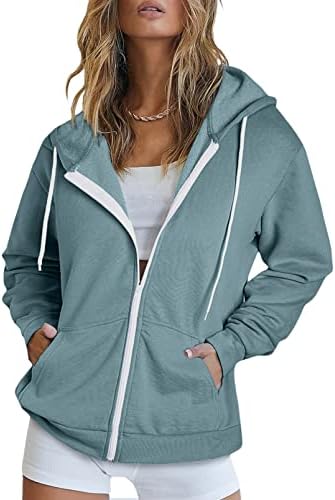 Dokotoo Women’s Full Zip Up Hoodie Long Sleeve Hooded Sweatshirts Pockets Jacket Coat for Women