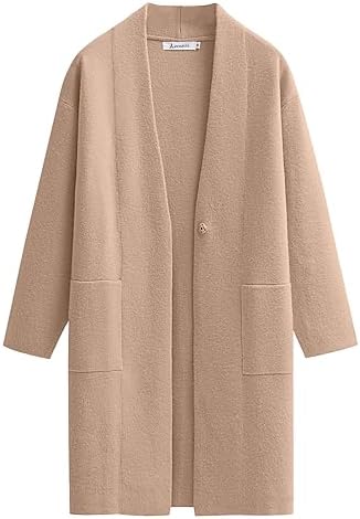 ANRABESS Womens Fuzzy Cardigan Open Front Long Sleeve Oversized Button Fleece Sweaters Jacket 2023 Trendy Coat