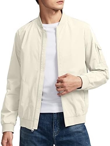 Pudolla Men’s Bomber Jackets With 5 Pockets Lightweight Windbreaker Jackets For Men Outwear Casual Jacket Coat for Golf