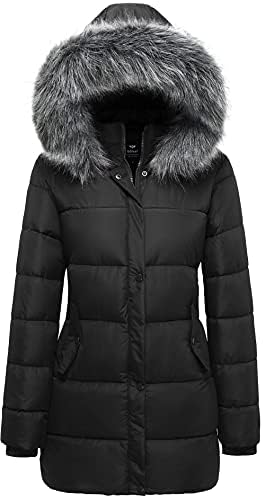 GGleaf Women’s Winter Thicken Puffer Coat Warm Snow Jacket with Fur Removable Hood