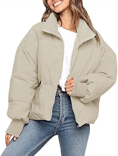 ZESICA Women’s Winter Warm Long Sleeve Zip Up Drawstring Baggy Cropped Puffer Down Jacket Coat Outerwear