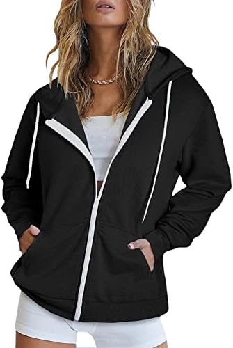 Dokotoo Women’s Full Zip Up Hoodie Long Sleeve Hooded Sweatshirts Pockets Jacket Coat for Women