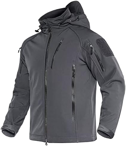 MAGCOMSEN Men’s Tactical Jacket 8 Pockets Water Resistant Jacket Softshell Fleece Lined Jacket Winter Coats Ski Jacket