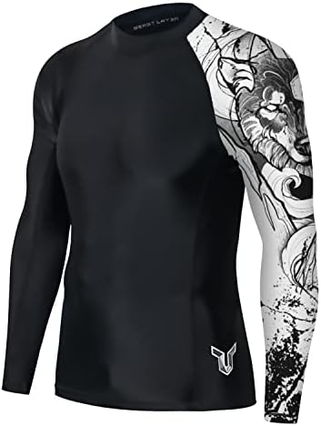 HUGE SPORTS Men’s Swim Shirts Long Sleeve UPF 50+ Rash Guard Sun Shirts UV Sun Protection