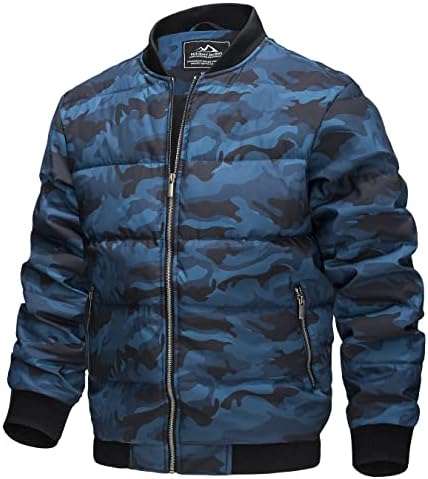 TACVASEN Men’s Jacket Quilted Lined Winter Casual Windproof Water-Resitant Bomber Jacket Warm Windbreaker Coats