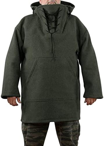 Teursa Winter Men’s Leisure Jacket, Men’s 70% Wool Heavy Coat, Hooded Sweatshirt for Men S-5XL