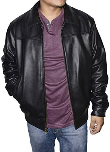 Victory Outfitters Men’s Genuine Leather Classic Bomber Jacket Mens Leather coat with Zip Out Liner