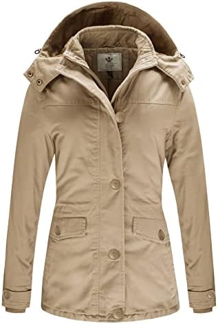 WenVen Women’s Winter Warm Thicken Military Parka Jacket with Removable Hood