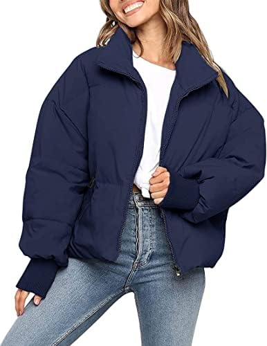 ZESICA Women’s Winter Warm Long Sleeve Zip Up Drawstring Baggy Cropped Puffer Down Jacket Coat Outerwear
