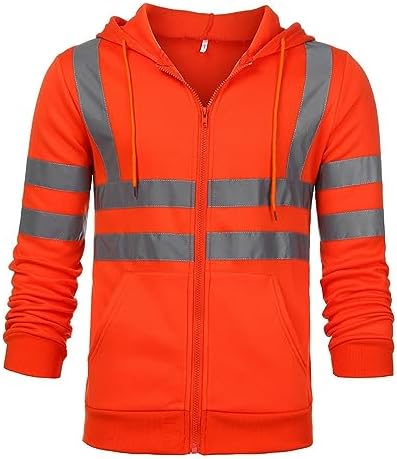DII osedhc High Visibility Hoodies for Women Zip Up Fall Jackets Reflective Safety Hooded Sweatshirts Outdoor Running Jacket