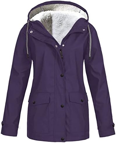 BRKEWI Long Winter Jackets for Women,Soft Shell Waterproof Fleece Lined Rainjacket Windbreaker Snow Travel Weather Jacket
