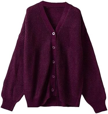 ZJHANHGKK Womens Fall Sweaters Fashion Casual V Neck Long Sleeve Knit Tops Lightweight Loose Fit Button down Cardigan