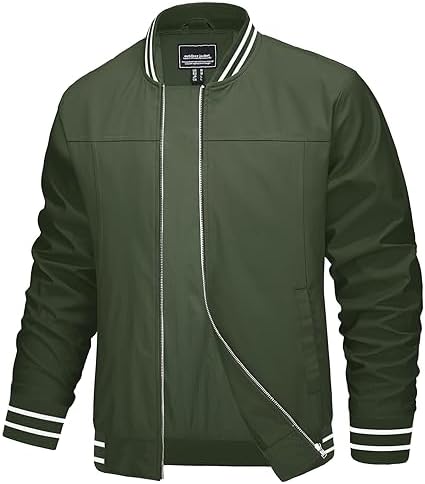 EKLENTSON Men’s Bomber Jackets Lightweight Windbreaker Spring Fall Casual Stylish Full Zip Jacket Active Outwear Coats