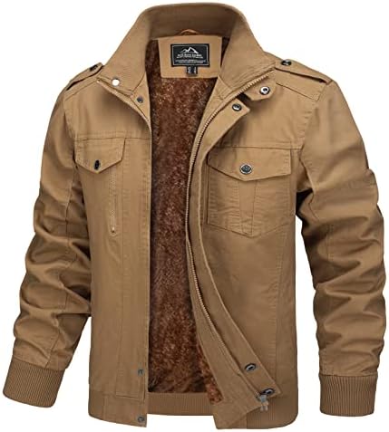 MAGCOMSEN Men’s Winter Jacket Cotton Cargo Work Jacket Fleece Lined Military Thicken Warm Coat Outwear with 5 Pockets