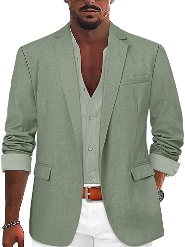 TUREFACE Men’s Casual Blazer Suit Jackets Lightweight Sports Coats One Button Busniess Jacket