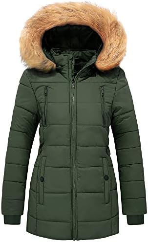 FARVALUE Womens Water Resistant Winter Coat Thicken Puffer Jacket Warm Quilted Parka Padded Windbreaker with Removable Hood