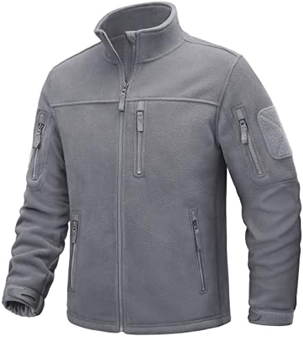 TACVASEN Men’s Tactical Jackets Winter Full Zip Fleece Hiking Hunting Coat with Multi Pockets