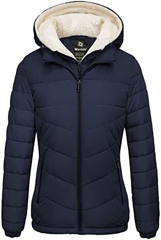 Wantdo Women’s Quilted Winter Coats Hooded Warm Puffer Jacket with Fleece Hood