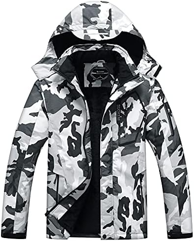 SUOKENI Men’s Waterproof Ski Jacket Warm Winter Snow Coat Hooded Raincoat