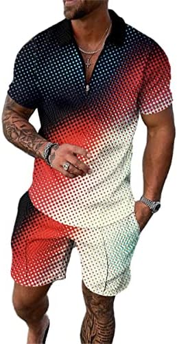 Ldihjaos Men’s Short Sets Outfits 2 Piece Summer Tracksuit Short Sleeve Polo Shirt and Shorts Set Casual Sport Suit