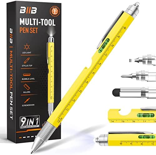 BIIB Gifts for Men, 9 in 1 Multitool Pen Birthday Gifts for Men, Gifts for Men Cool Gadgets, Mens Gifts for Boyfriend, Grandpa, Friends, Cool Gadgets for Men, Gifts for Men Who Have Everything
