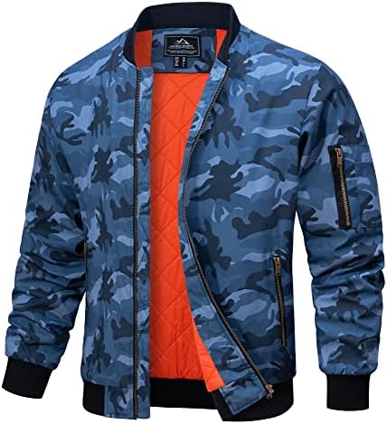 MAGCOMSEN Bomber Jackets for Men Casual Quilted Windproof Jackets Winter Varsity Outwear Coats with Hidden Pocket