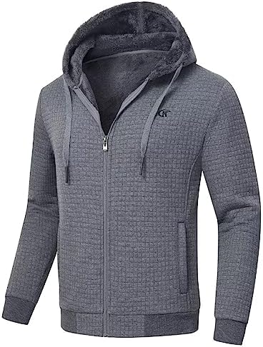 yuyangdpb Men’s Zip Up Hoodie Heavyweight Fleece Sherpa Lined Sweatshirt Jackets Winter Warm Coats