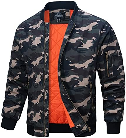 MAGCOMSEN Bomber Jackets for Men Casual Quilted Windproof Jackets Winter Varsity Outwear Coats with Hidden Pocket
