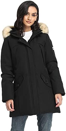 PUREMSX Women’s Padded Jacket, Thicken Vegan Down Quilted Winter Hooded Outwear Warm Parka Coat XS-XXL