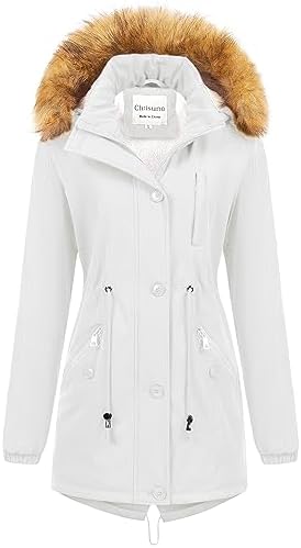 Chrisuno Women’s Mid-Length Military Parka Winter Outerwear Insulated Jacket Soft Fleece Snow Faux Fur Coat