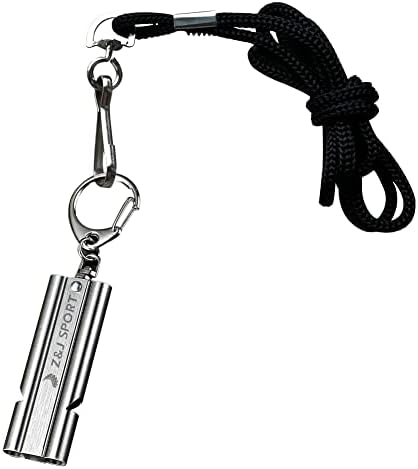 Z&J SPORT Emergency Survival Whistle, Kayak Whistle Waterproof, 304 Stainless Whistle with Lanyard & Keychain, Double Tube 100dB for Outdoor Camping, Hiking, Boating, Hunting, Training