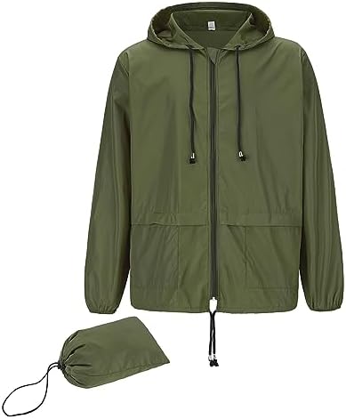 Zando Raincoat for Men Packable Rain Jacket Waterproof with Hood Outdoor Windbreaker Jackets Lightweight Cycling Raincoats