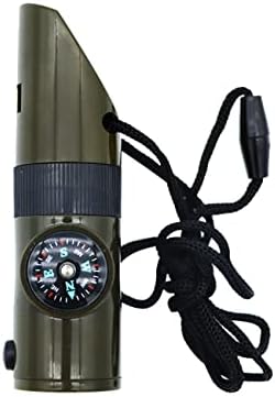 Outdoor Survival Whistle, High Decibel Whistle with Multiple Functions Including Compass, Reflector, LED Flashlight, Sealed Storage Compartment, a Perfect Essential for Camping and Hiking Adventures