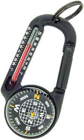 Sun Company TempaComp – Ball Compass and Thermometer Carabiner | Hiking, Backpacking, and Camping Accessory | Clip On to Backpack or Jacket | Ultralight, Accurate Compass for Navigation and Orienteering