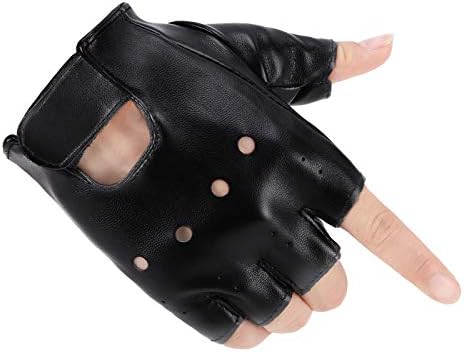 Accmor Kids PU Leather Fingerless Gloves, Kids Cycling Gloves, Outdoor Sports Cosplay Performance Half Finger Gloves for Boys, Girls